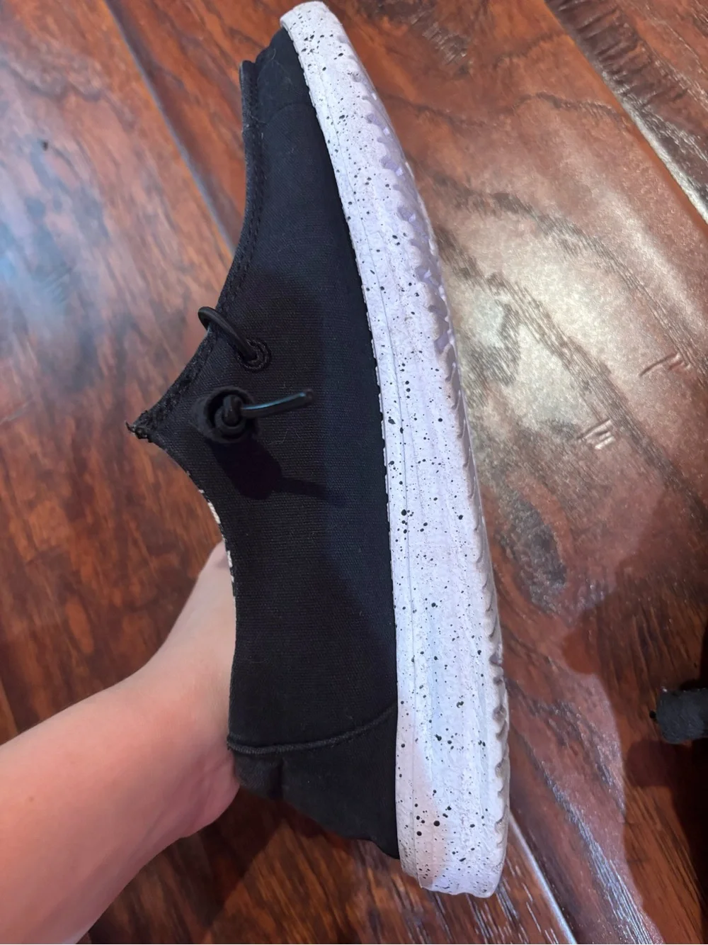 Hey Dude Black Canvas Slip-On Loafers with White Sole